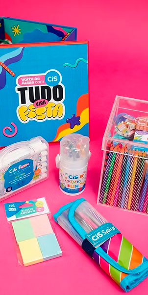 Press kit CiS Tudo Vira Festa com ambientação pop
